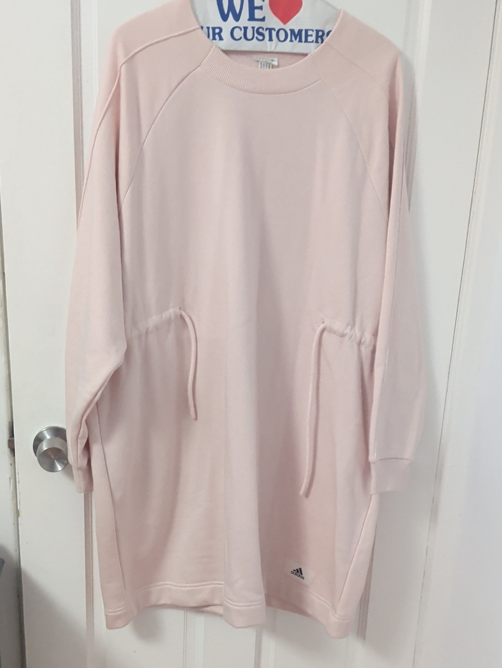 adidas Pale Pink Drawstring Sweatshirt Dress